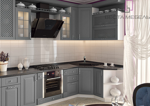 Серая матовая кухня Мантри